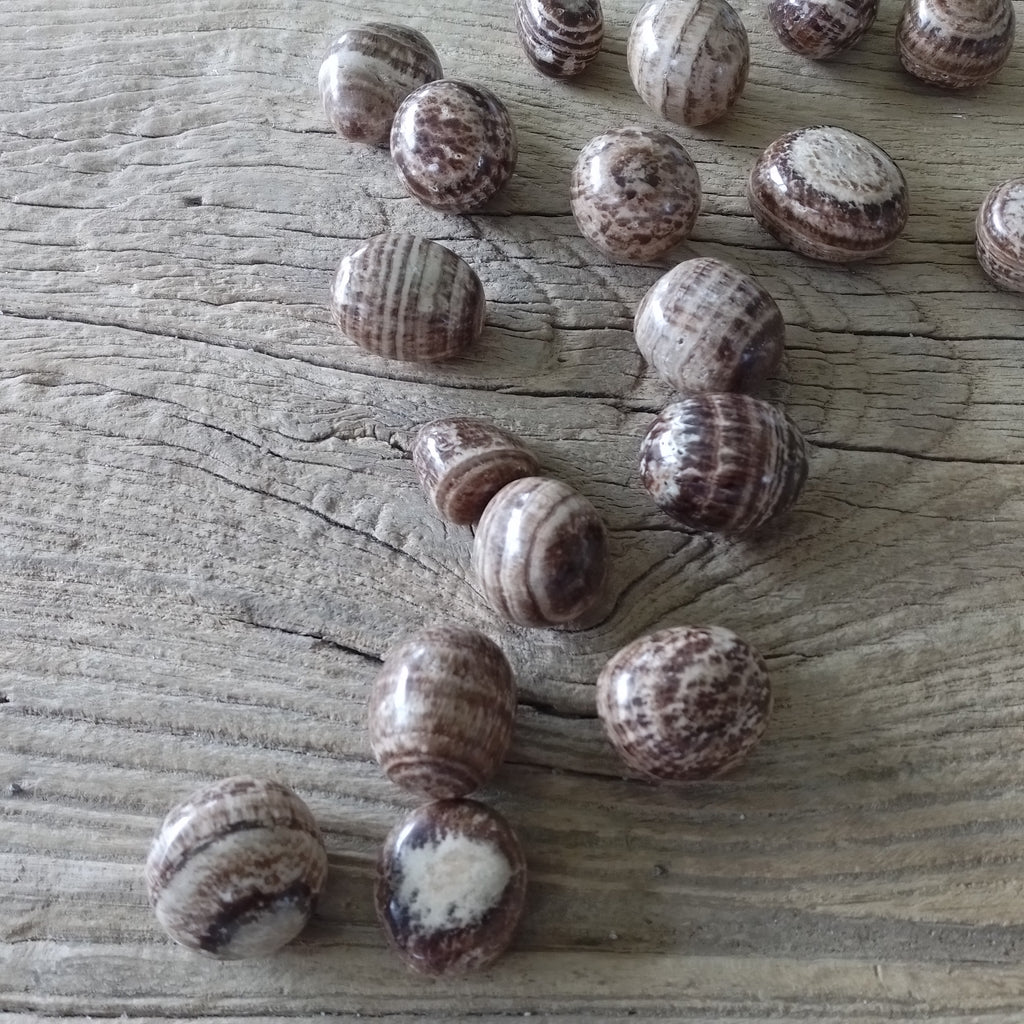 Brown aragonite tumblestones