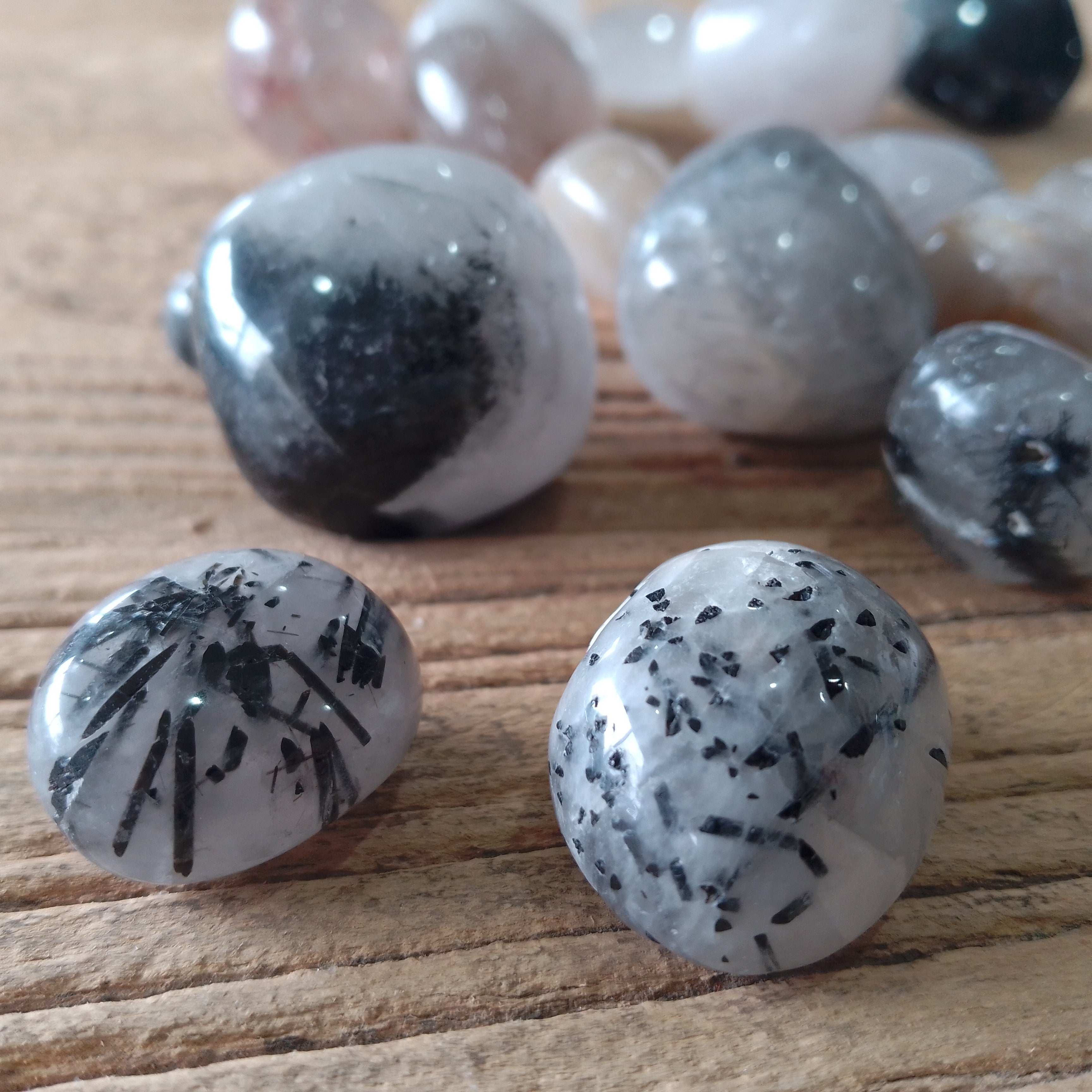 Tourmalated quartz tumblestones