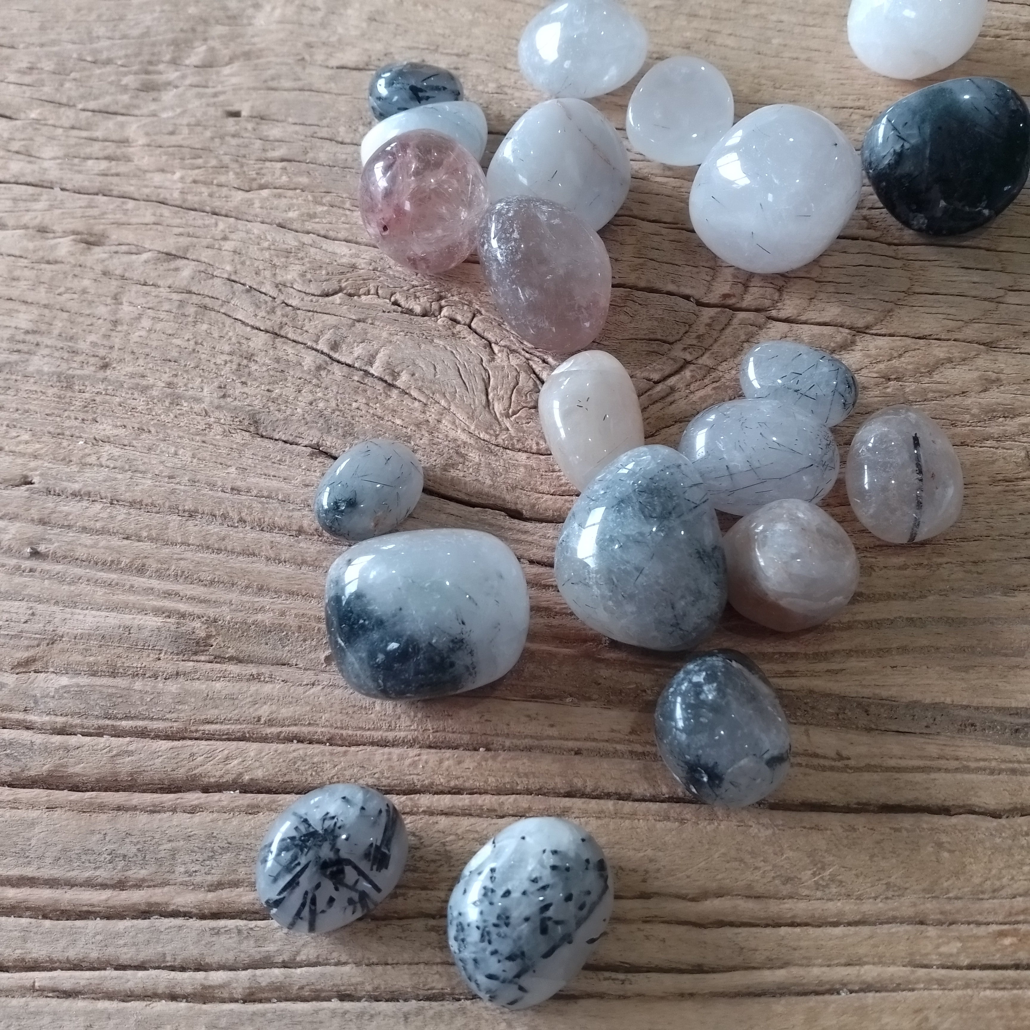 Tourmalated quartz tumblestones