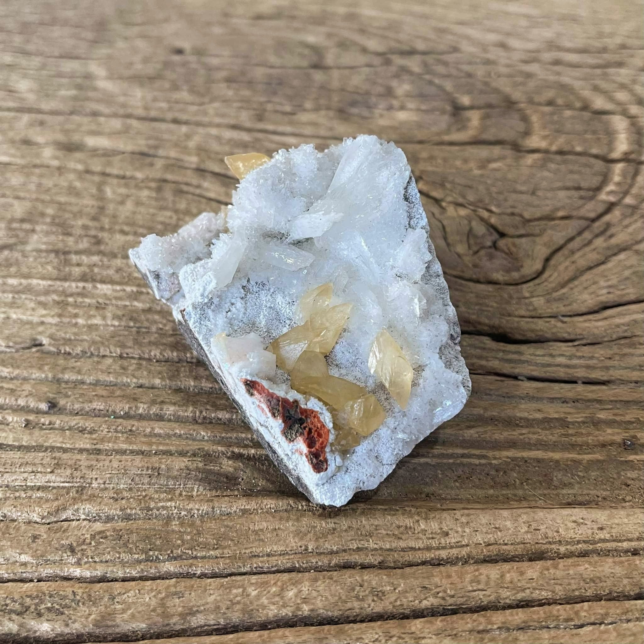 Yellow calcite and stilbite Mineral specimen